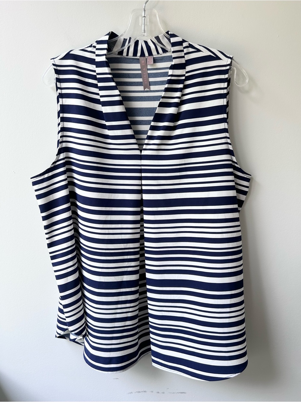 Brina & Em black & white striped sleeveless blouse